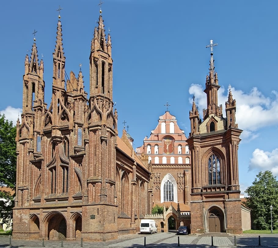 lithuania, vilnius, historic center, st anne and bernardine church, HD wallpaper