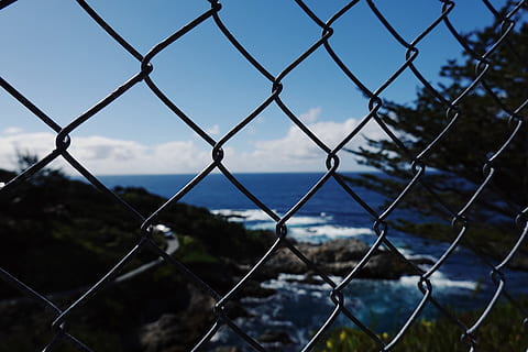 fence, railing, outdoors, grille, utility pole, light, flare HD wallpaper