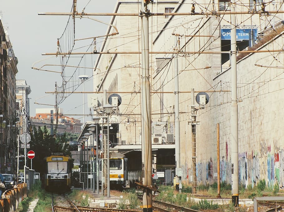italy, rome, electric, cables, termini, tram, chaos, station HD wallpaper