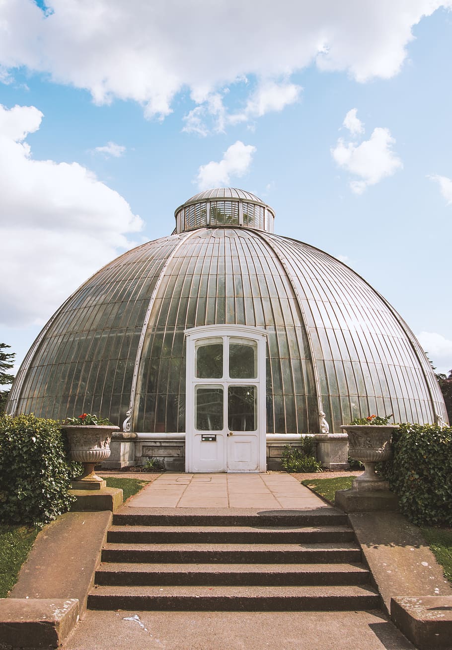 dome-shaped greenhouse, built structure, sky, architecture, cloud - sky HD wallpaper