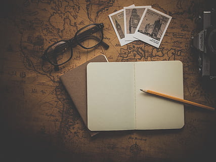 Black Framed Eyeglasses Beside Big Ben Pictures and Notebook HD wallpaper
