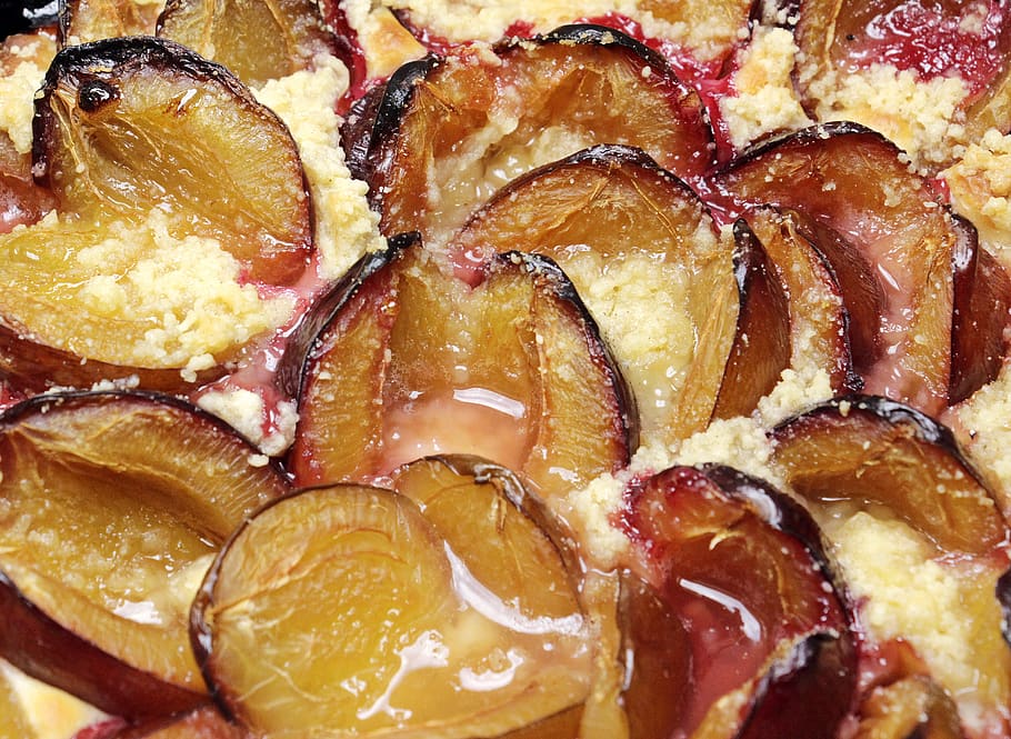 plum cake, plums, streusel cake, sweet, bake, food, pie, eat, HD wallpaper