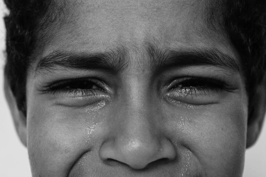 sad, poverty, crying, depression, black and white, human body part, HD wallpaper