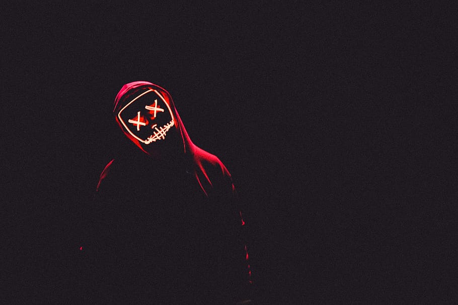 person wearing red hoodie, copy space, illuminated, night, celebration, HD wallpaper