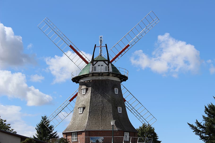 windmill, müller, idyllic, old, architecture, beautiful, sky