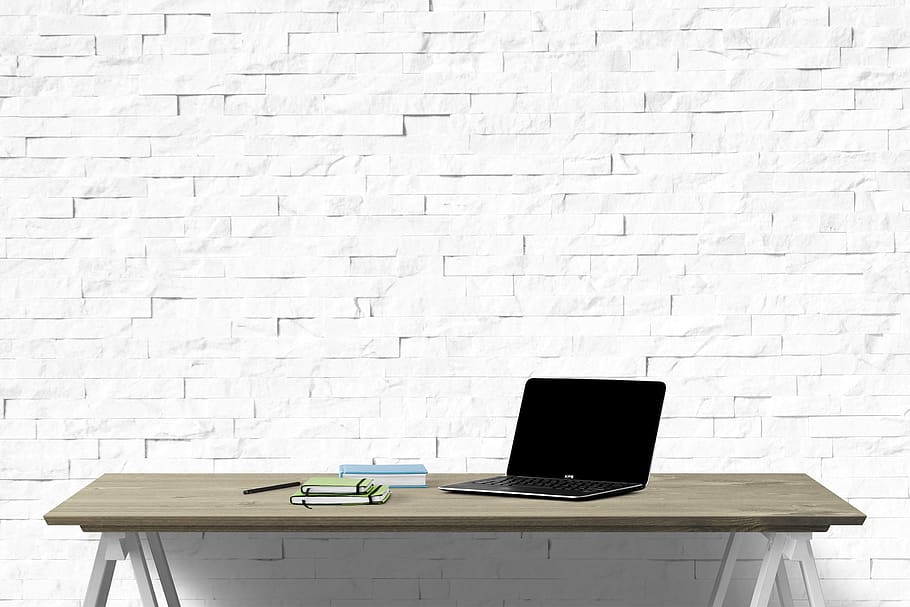 laptop, interior, desk, computer, notebook, technology, communication HD wallpaper
