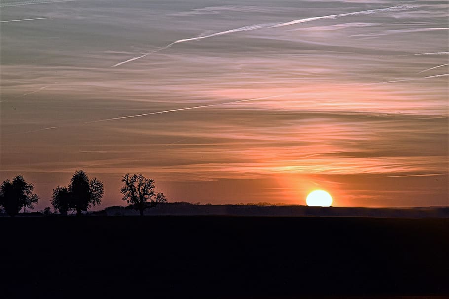 sunset, sky, landscape, clouds, horizon, orange, colorful, nature HD wallpaper