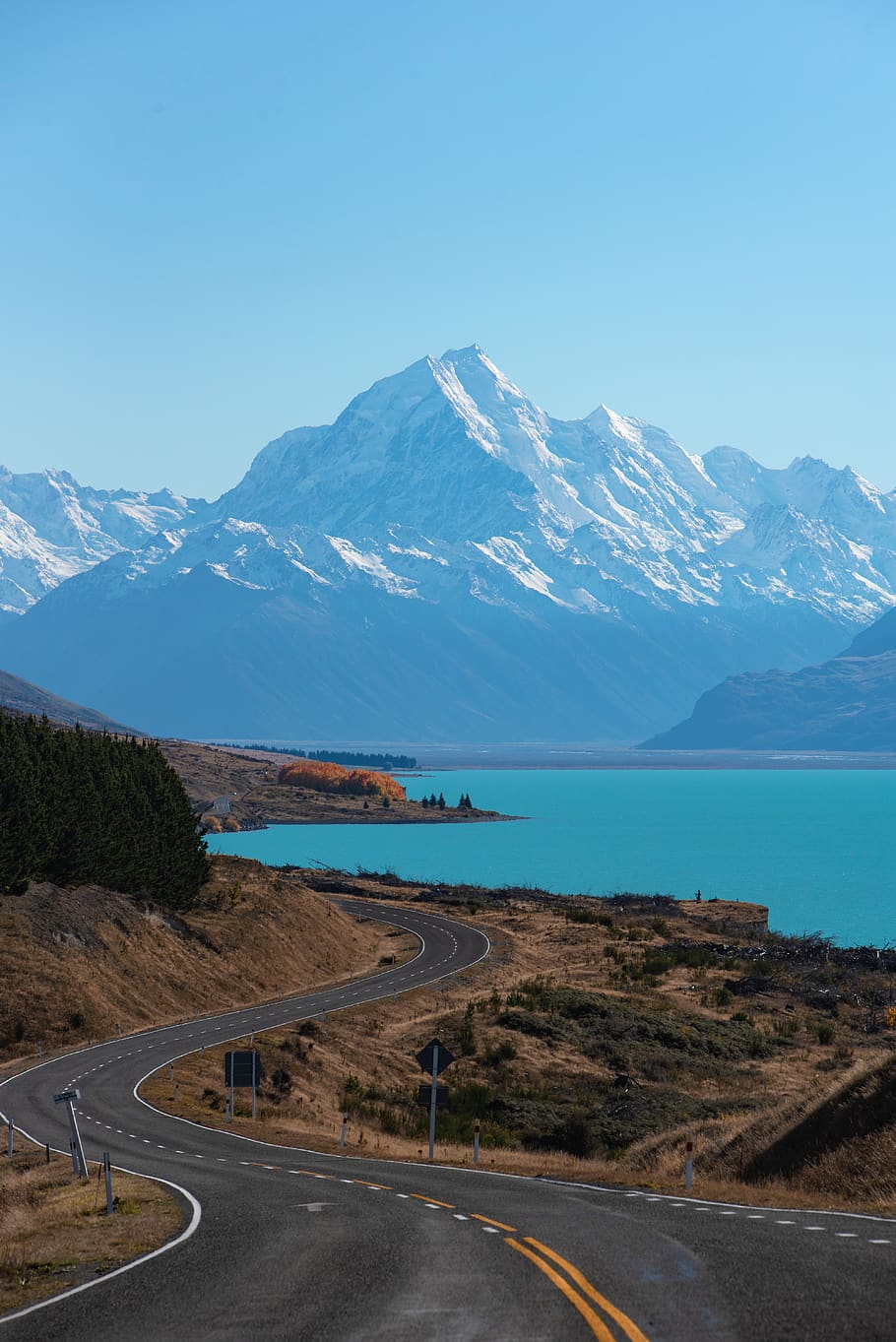road towards snow capped mountain, nature, tarmac, asphalt, landscape HD wallpaper
