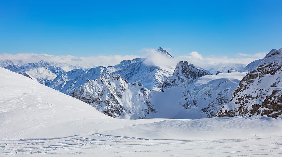 titlis, mount, alps, alpine, extreme terrain, switzerland, winter, HD wallpaper