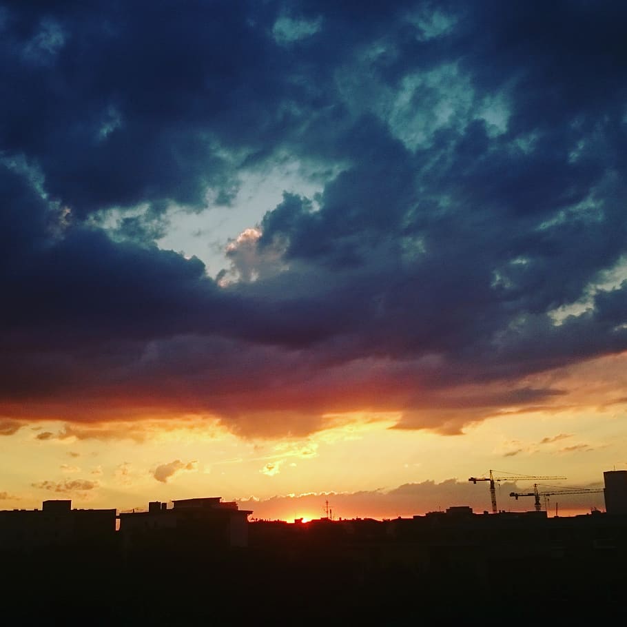 germany, berlin, schöneberg, sky, cloud - sky, sunset, architecture HD wallpaper