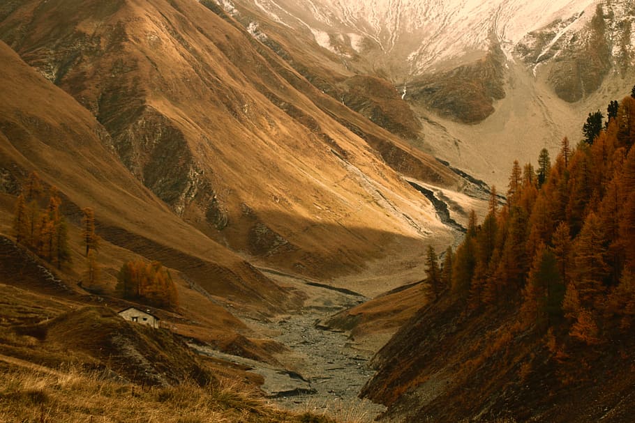 brown mountains, landscape, autumn, explore, explore more, golden layers HD wallpaper