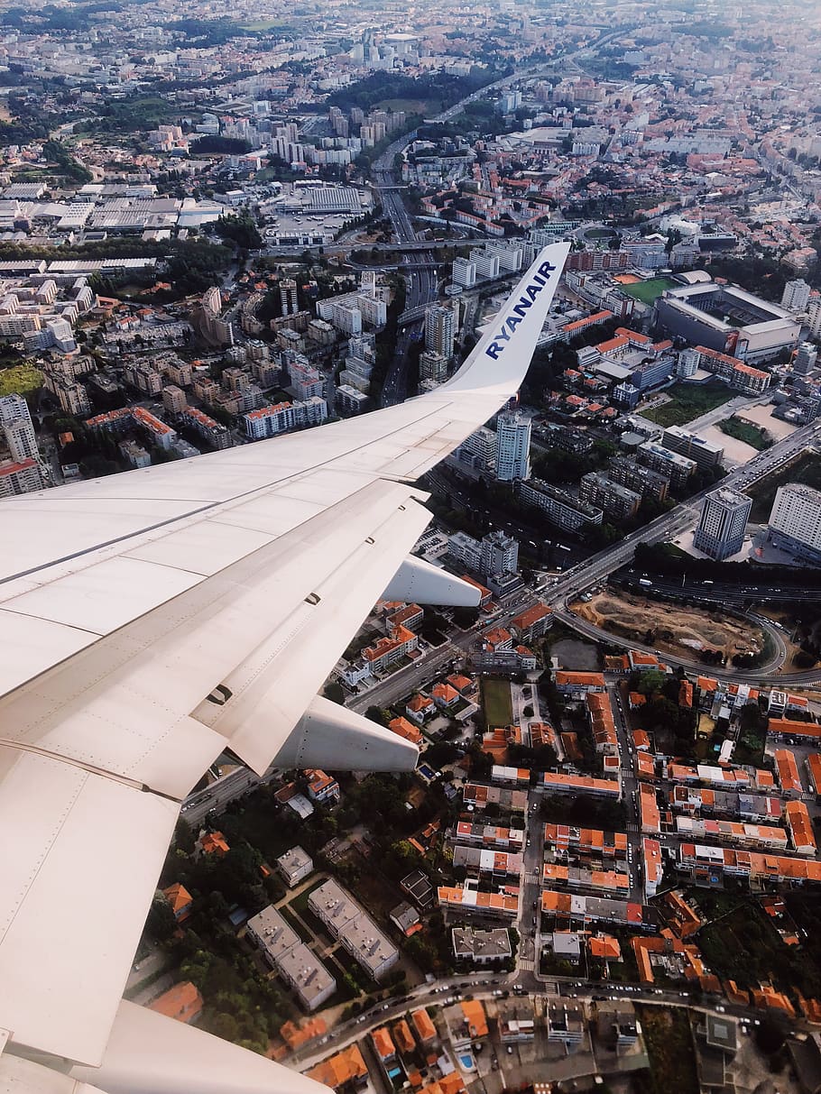 white Ryanair plane flying in the sky, landscape, scenery, outdoors, HD wallpaper