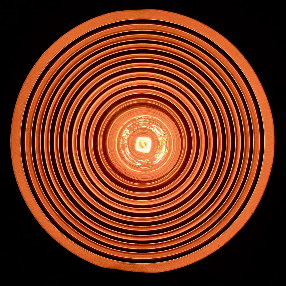 lamp, geometry, bright, light, concentric, circle, warm, ripple HD wallpaper