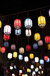 lamp, lighting, lantern, market, shop, bazaar, crowd, lampshade HD wallpaper