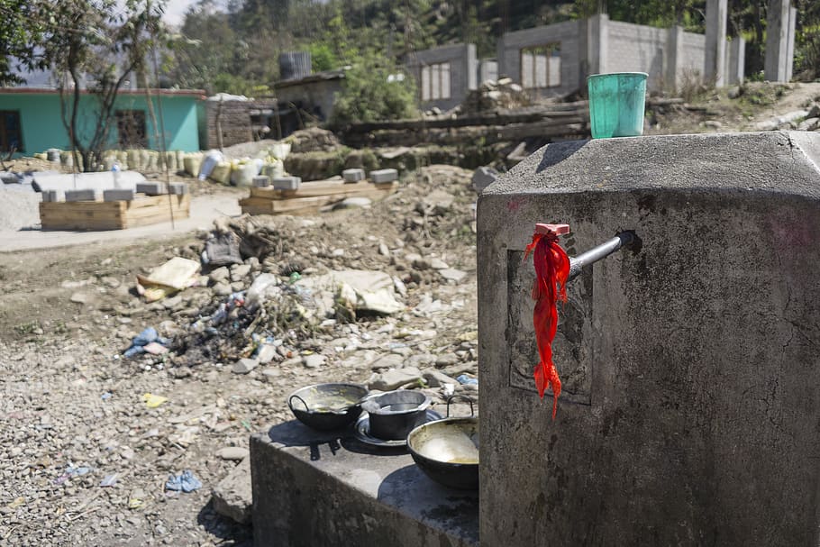 urban, building, slum, fire hydrant, fountain, nepal, village HD wallpaper