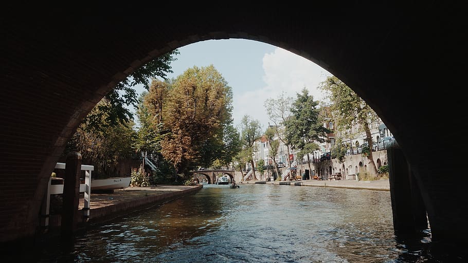netherlands, utrecht, summer, trees, river, water, canal, cannoeing HD wallpaper
