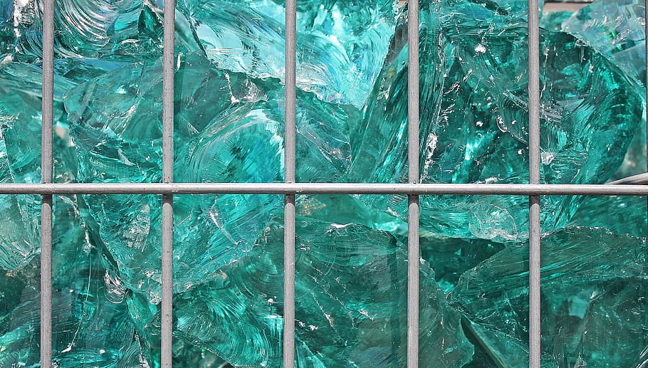 block, glass, blue, object, nature, fence, metal, full frame HD wallpaper