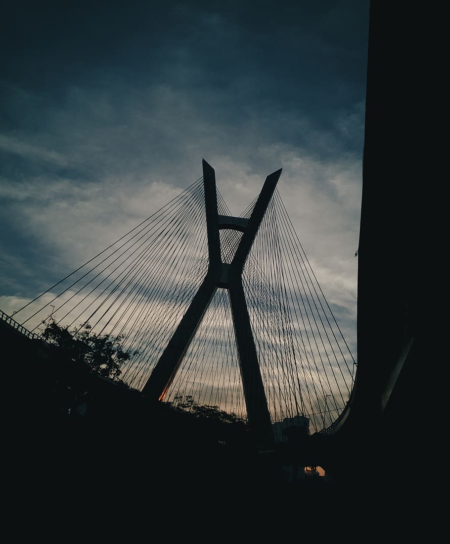 building, bridge, silhouette, brazil, octávio frias de oliveira bridge, HD wallpaper