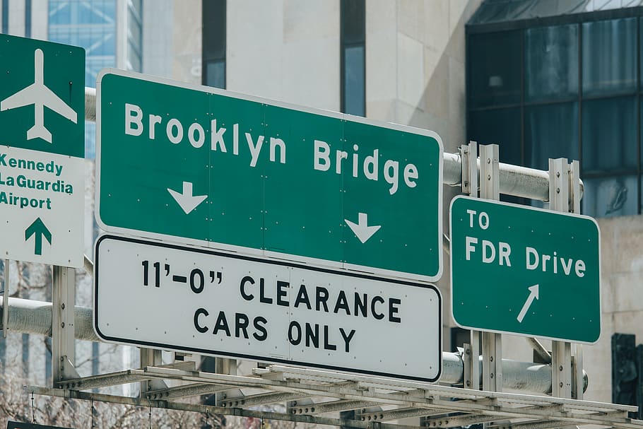Brooklyn Bridge signage, symbol, road sign, stopsign, town, city, HD wallpaper