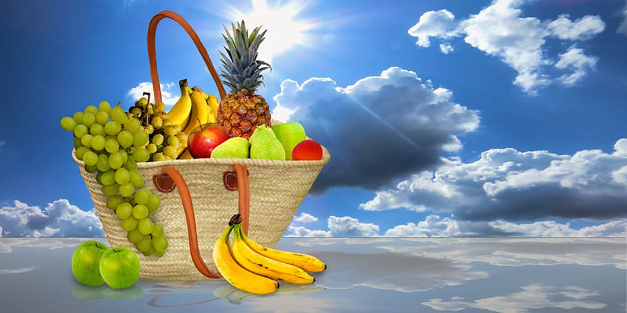 eat, food, fruit, fruit basket, purchasing, healthy, vitamins, HD wallpaper