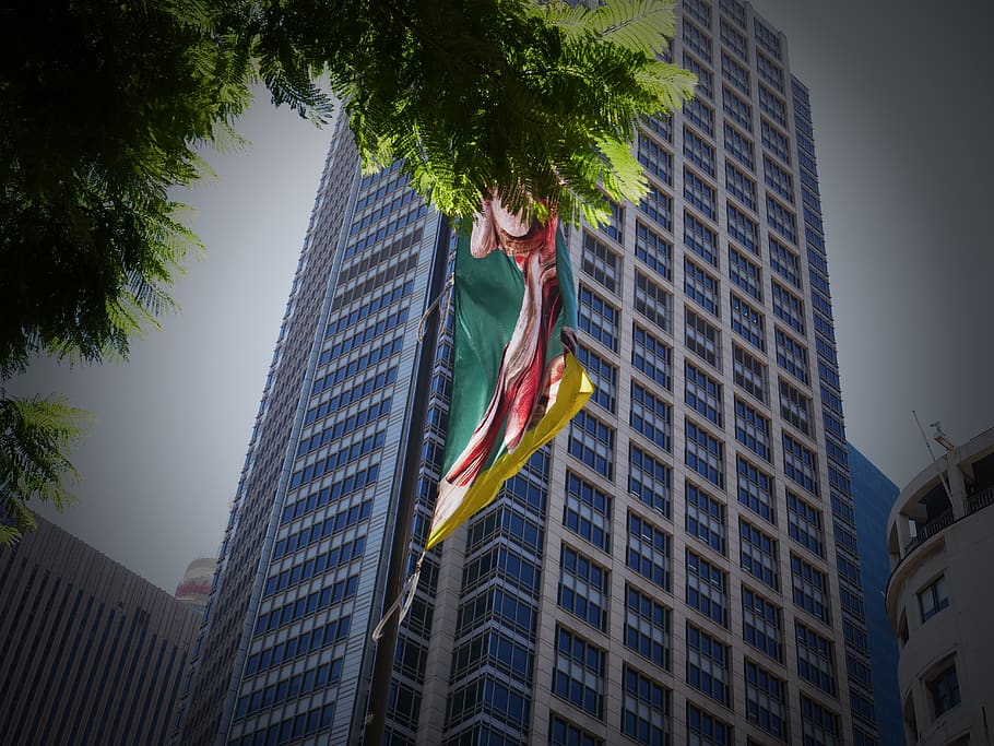 building, office building, flag, symbol, street, sydney, australia HD wallpaper