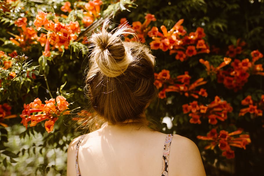 rear view, plant, flower, women, flowering plant, one person HD wallpaper