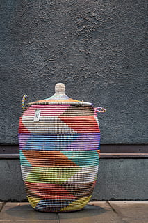 basket, woven, art, present, surprise, knitted, colourful, wonder HD wallpaper