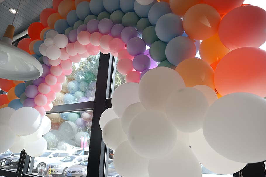balloon, large group of objects, no people, low angle view HD wallpaper