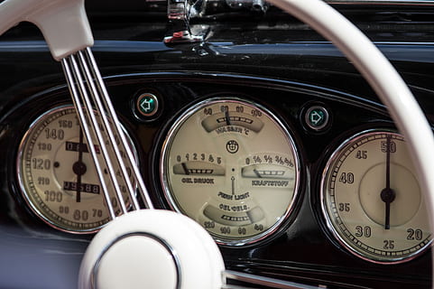 instrument, gauge, auto, dashboard, bmw, oldtimer, steering wheel HD wallpaper