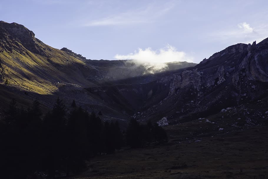 mountain, landscape, cloud, light, sunlight, morning, sunrise HD wallpaper