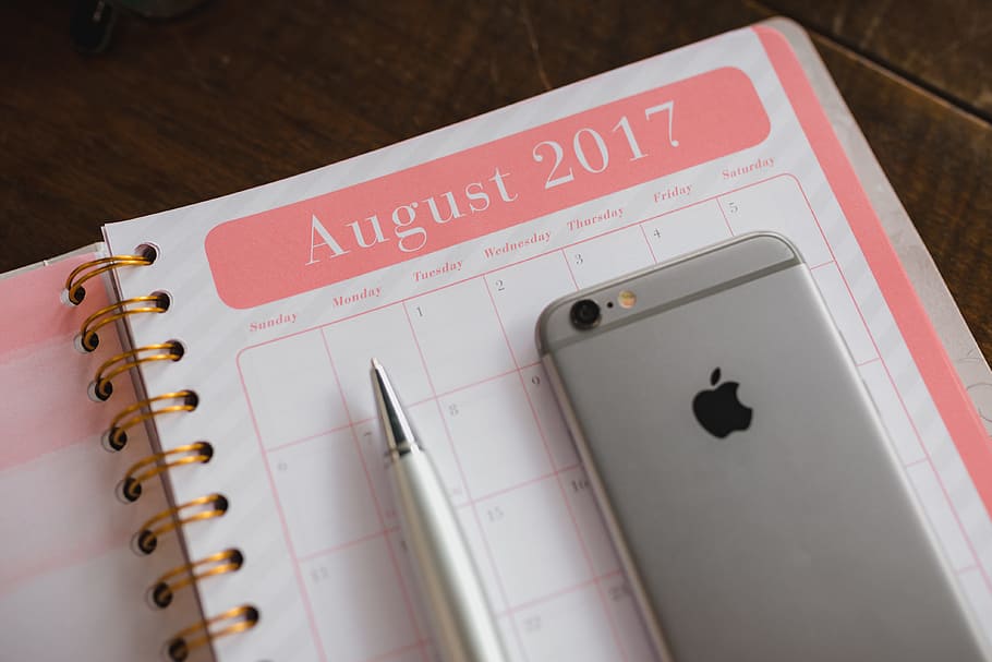 Pink calendar, notebook, diary, desk, close-up, indoors, no people HD wallpaper