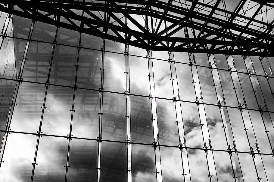 Black Painted Building, architecture, black-and-white, construction HD wallpaper