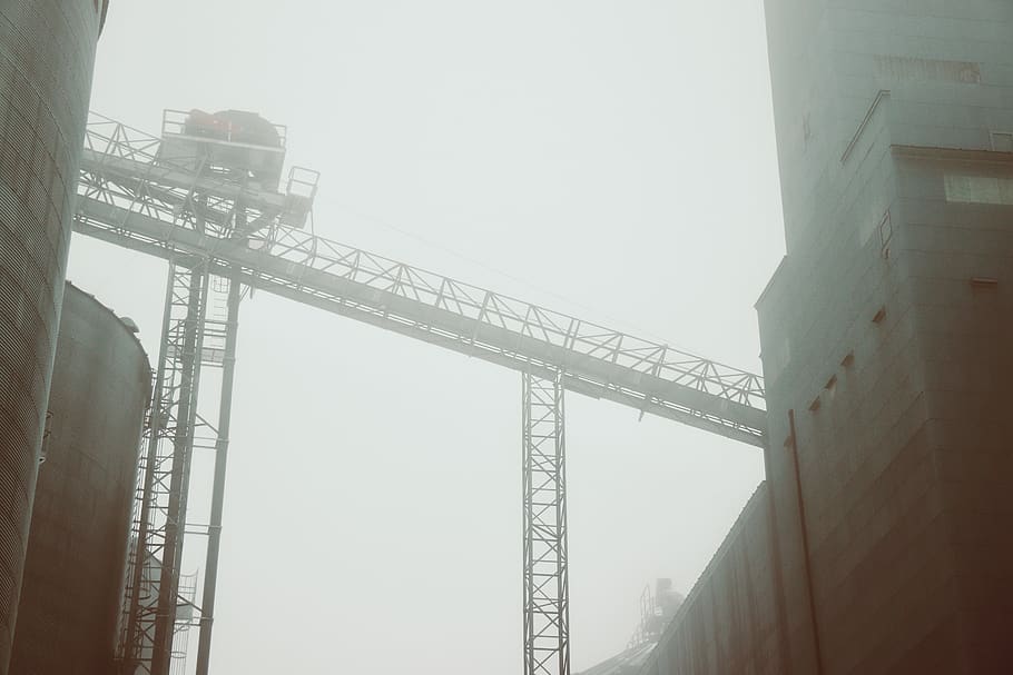 nature, fog, construction crane, smoke, outdoors, smog, snow, HD wallpaper