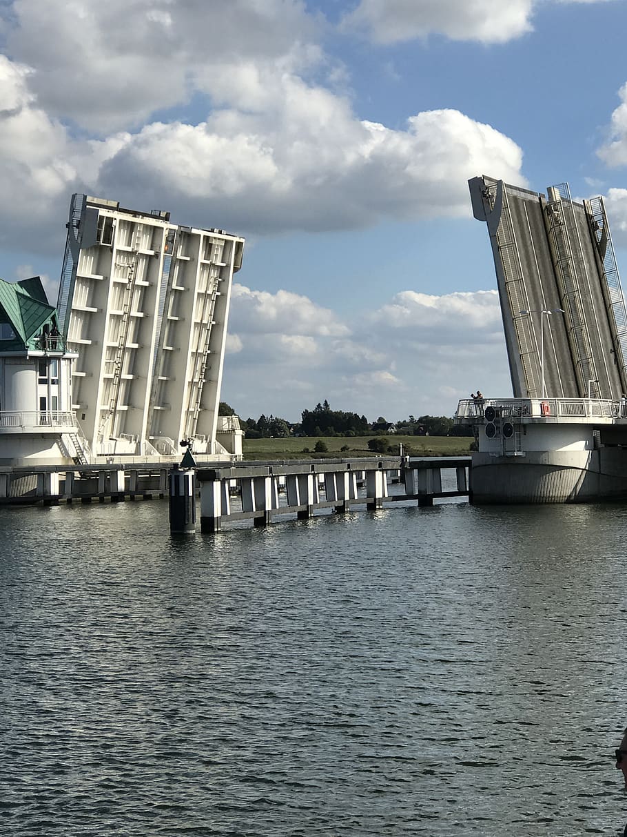 bascule bridge, schlei, transport system, water, mecklenburg HD wallpaper