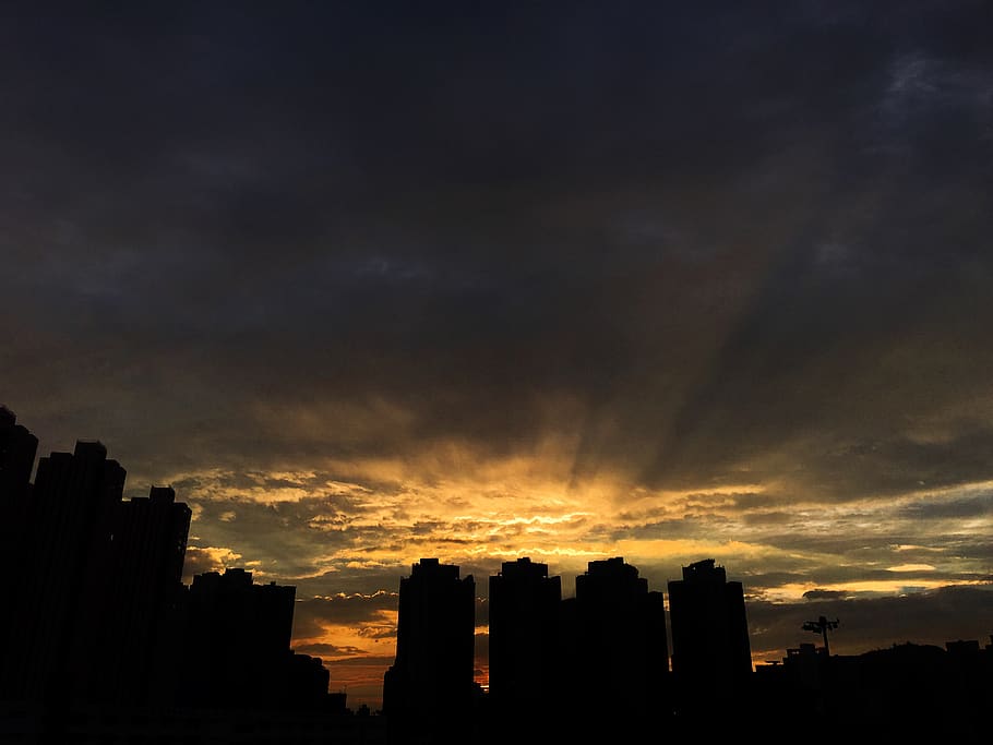sunset, before the typhoon, sky, building exterior, architecture HD wallpaper