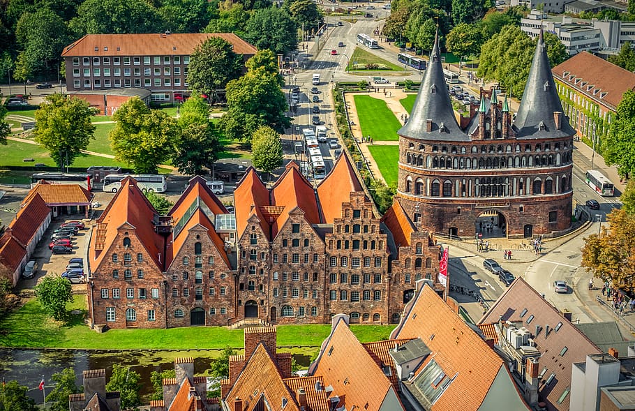 lübeck, holsten gate, landmark, historically, city gate, architecture, HD wallpaper