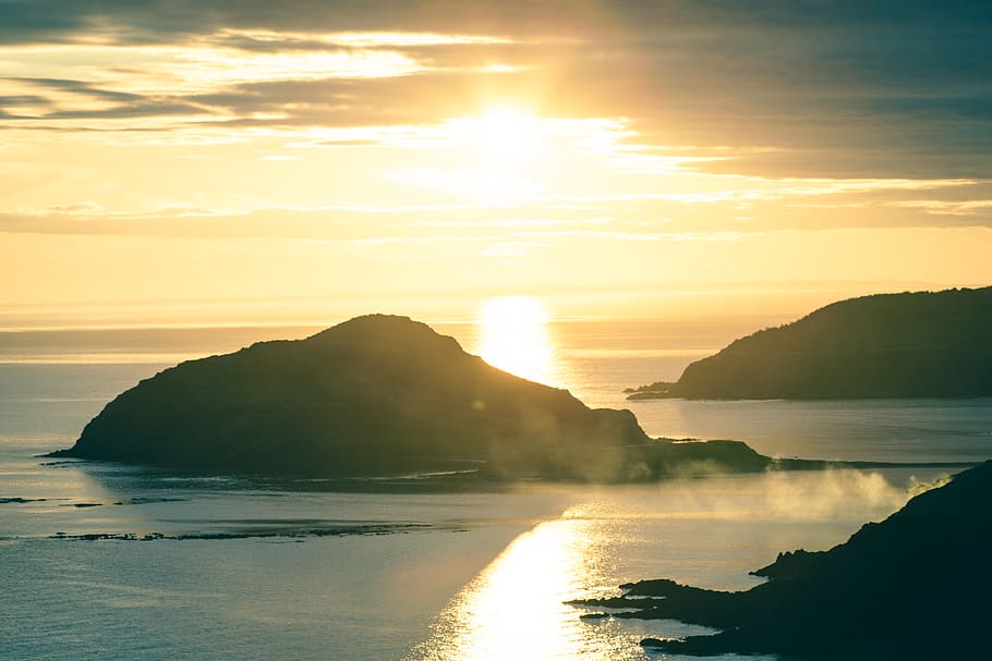 canada, twillingate, sky, colour, orange, clouds, ocean, sunset HD wallpaper