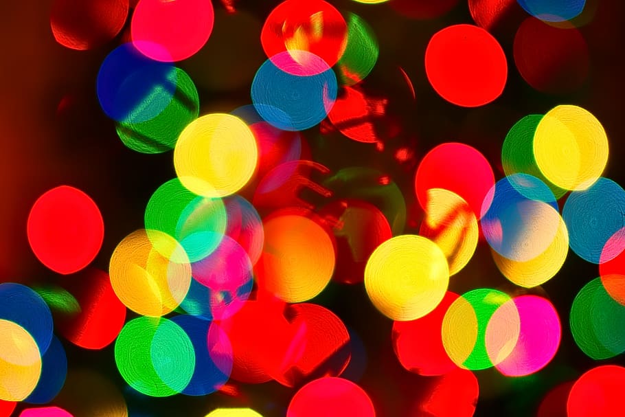 assorted-color bokeh lights, multi colored, illuminated, night HD wallpaper