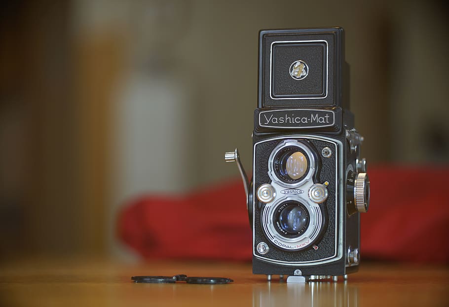 black camera, electronics, yashica, mat, retro, antique, film HD wallpaper