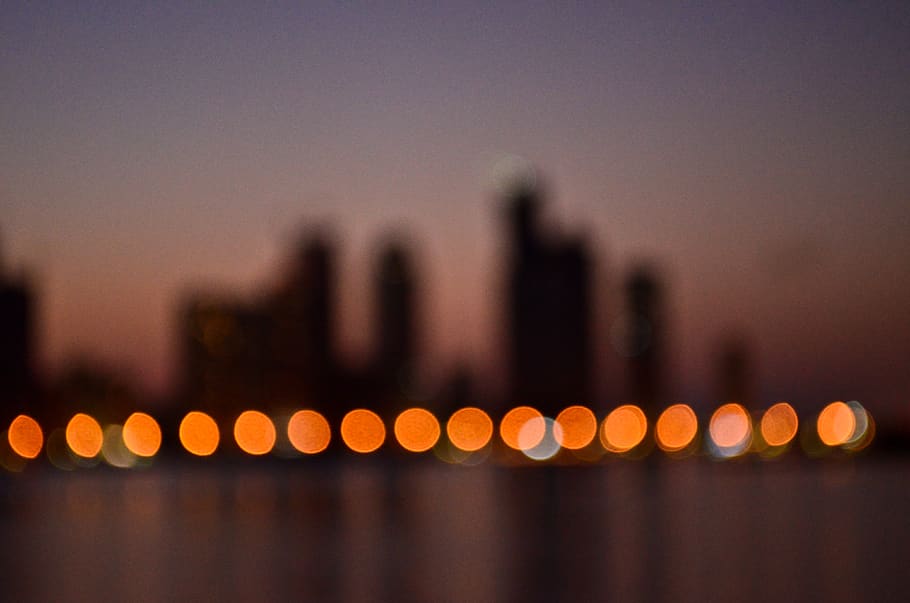 bokeh, skyline, night, sunset, light, photographer, bokehful HD wallpaper