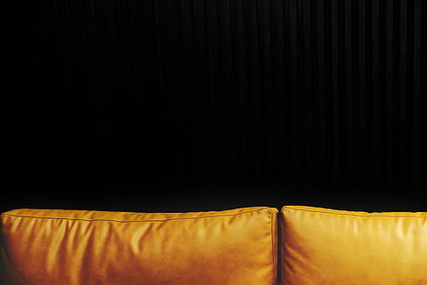 Yellow Leather Cushions With Black Background, blank, comfortable HD wallpaper