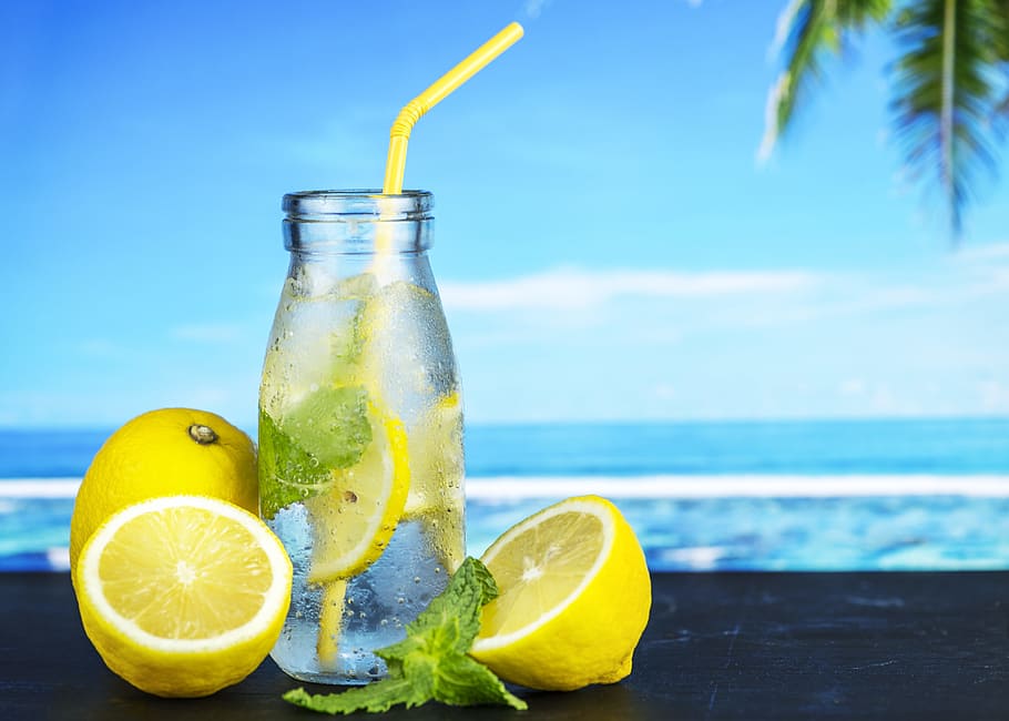 Clear Glass Jar and Citrus Fruits, beverage, cold, detox drink