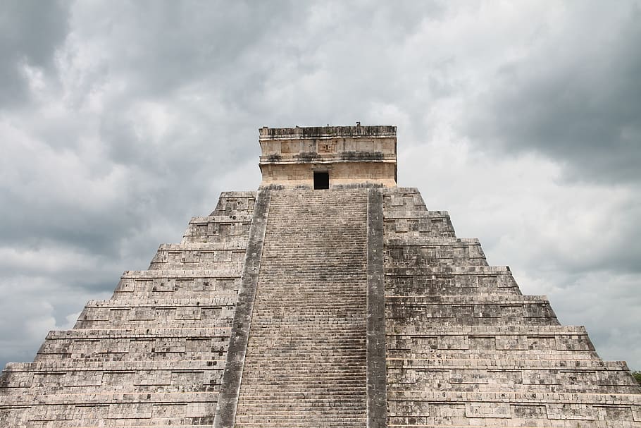 chichen-itza, sky, maya, mexico, architecture, yucatan, pyramid, HD wallpaper