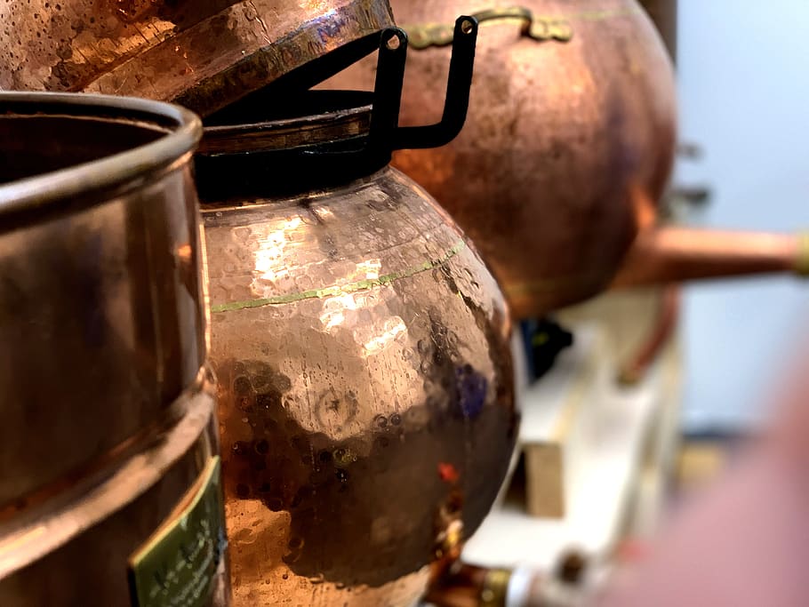copper, gin, still, alcohol, drink, alcoholic, refreshment HD wallpaper