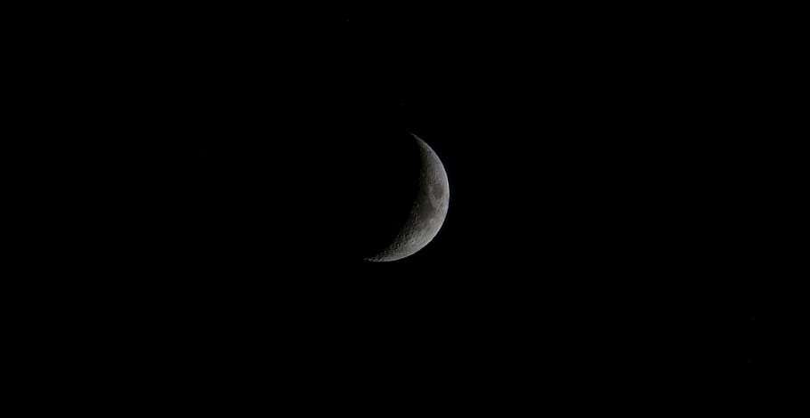 crescent moon, night, universe, astronomy, outdoors, outer space