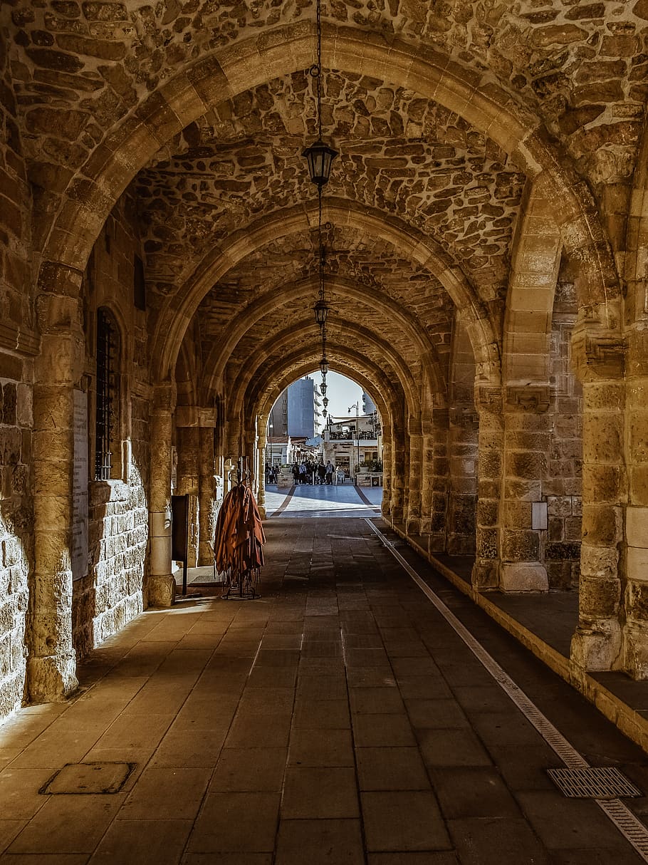 arcade, stoa, architecture, stone, columns, church, orthodox HD wallpaper