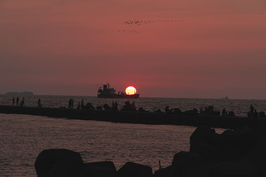 nature, outdoors, sunset, sunlight, taiwan, kaohsiung, harbor HD wallpaper
