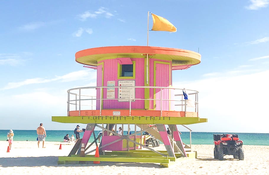 united states, miami beach, florida, outdoor, colorful, flag, HD wallpaper