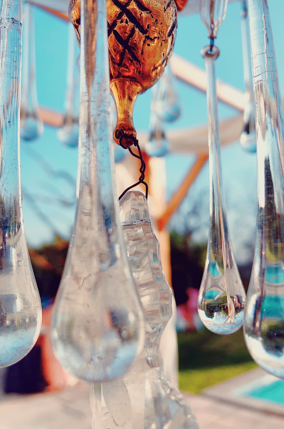 glass, crystal, goblet, ice, nature, outdoors, droplet, blue HD wallpaper