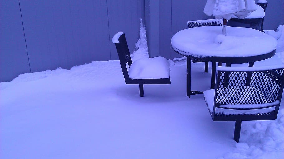 snow, table, outside, musical instrument, cold temperature HD wallpaper